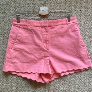 Coral pink J Crew scalloped shorts
